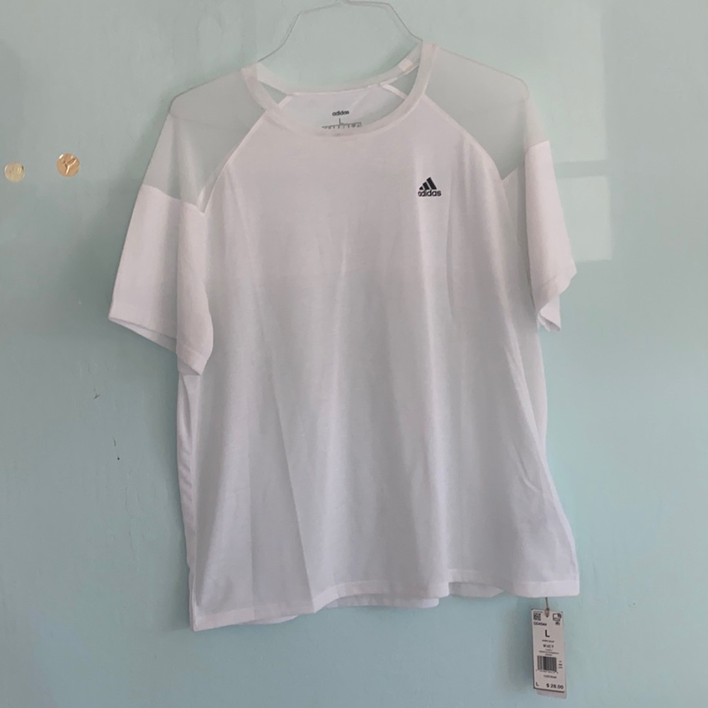 Adidas White Mesh Training top short sleeve new